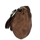 Yves Saint Laurent Brown Suede/Leather Trim Naja Rose Petal Hobo Bag