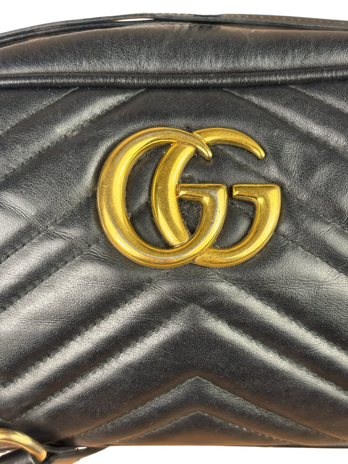 Gucci Black Leather Marmont Small Camera Bag