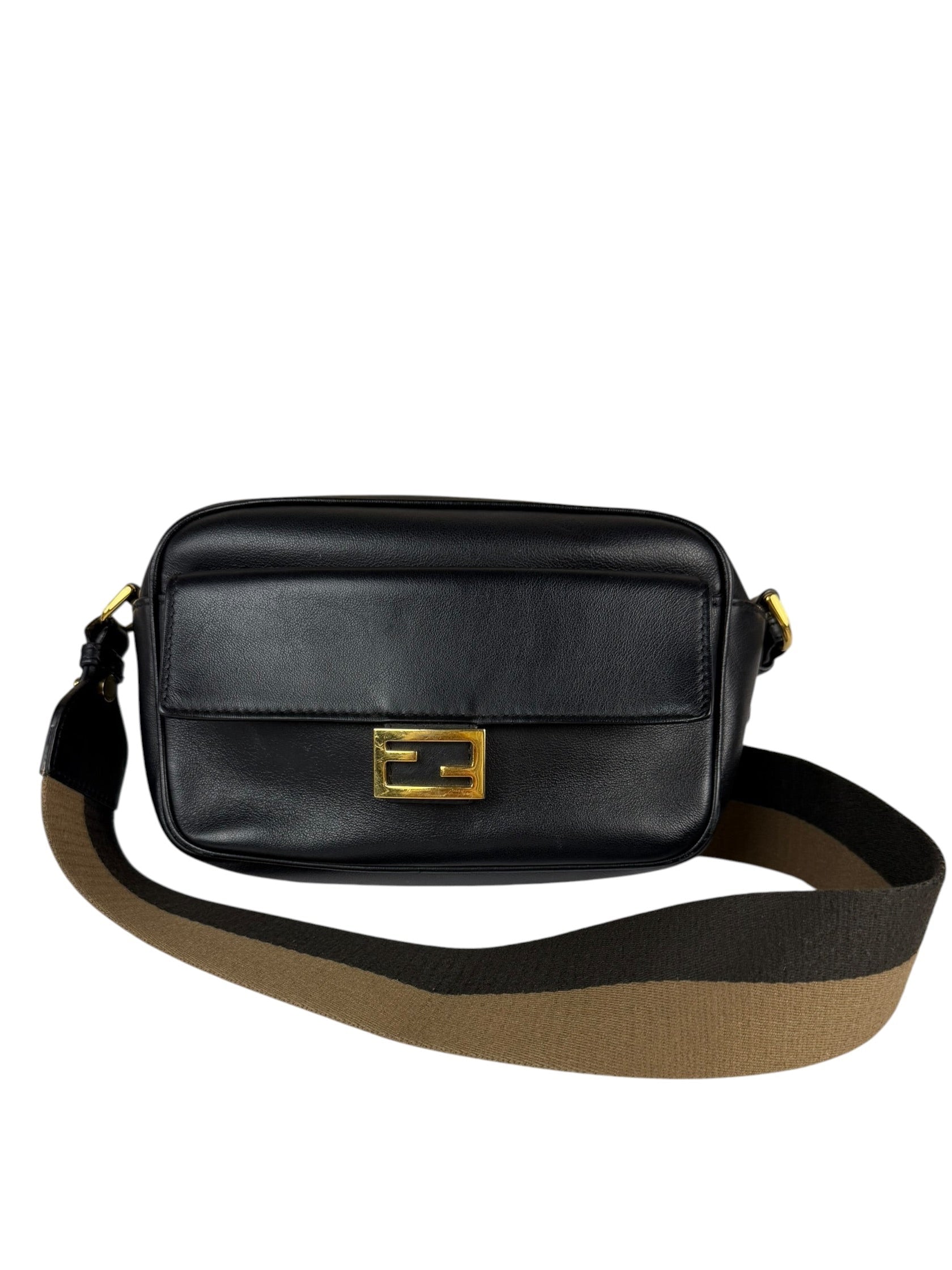 Fendi Black Leather Camera Crossbody