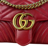 Gucci GG Red Marmont Matelasse Shoulder Bag