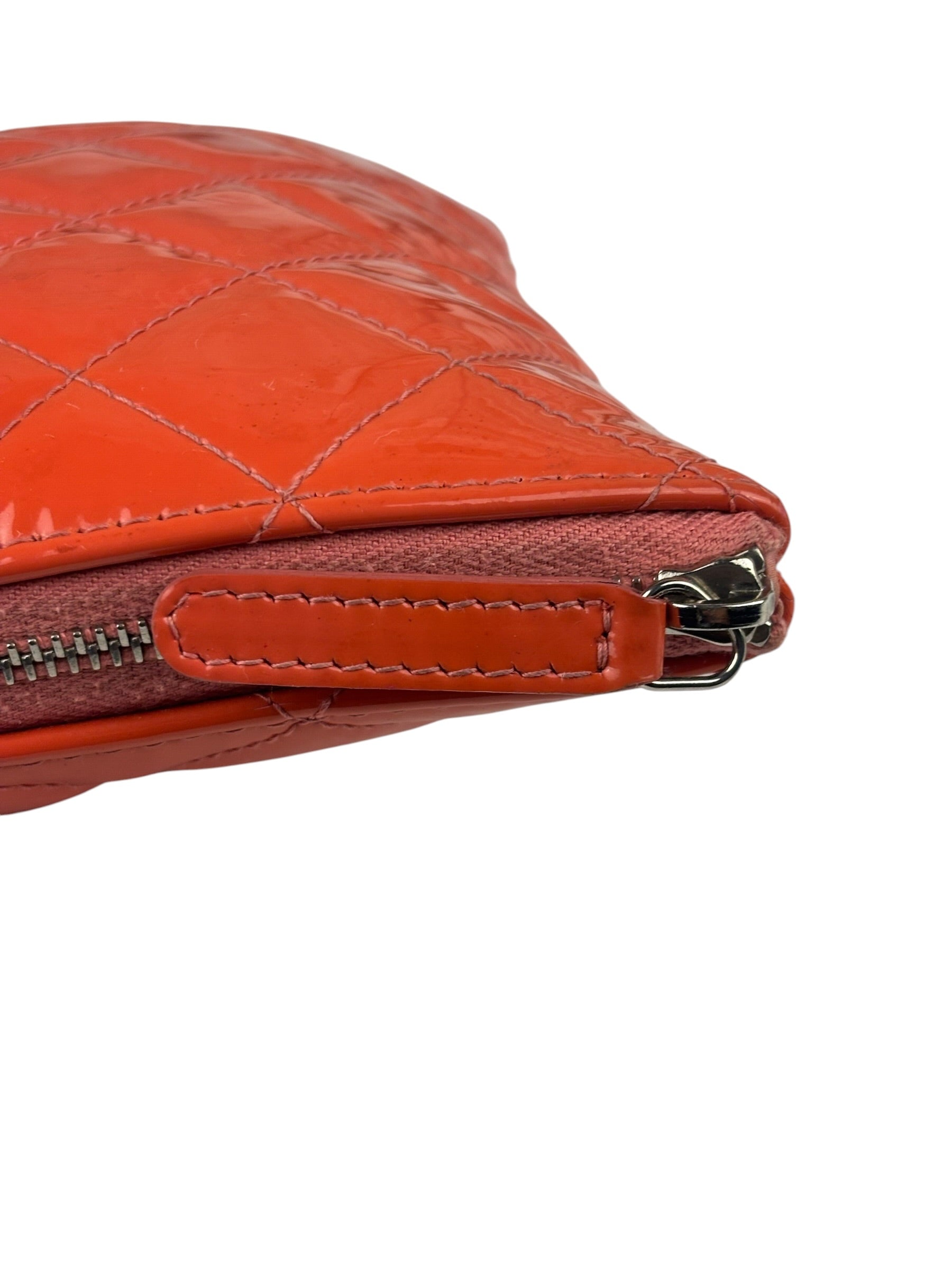 Chanel Orange Hue Quilted Patent Leather Clutch 2012
