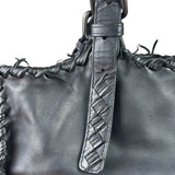 Bottega Veneta Black Intrecciato Fringe Shoulder Bag