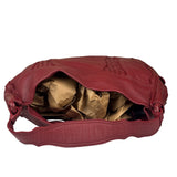 Bottega Veneta Red Leather Intrecciato Trim Hobo Bag