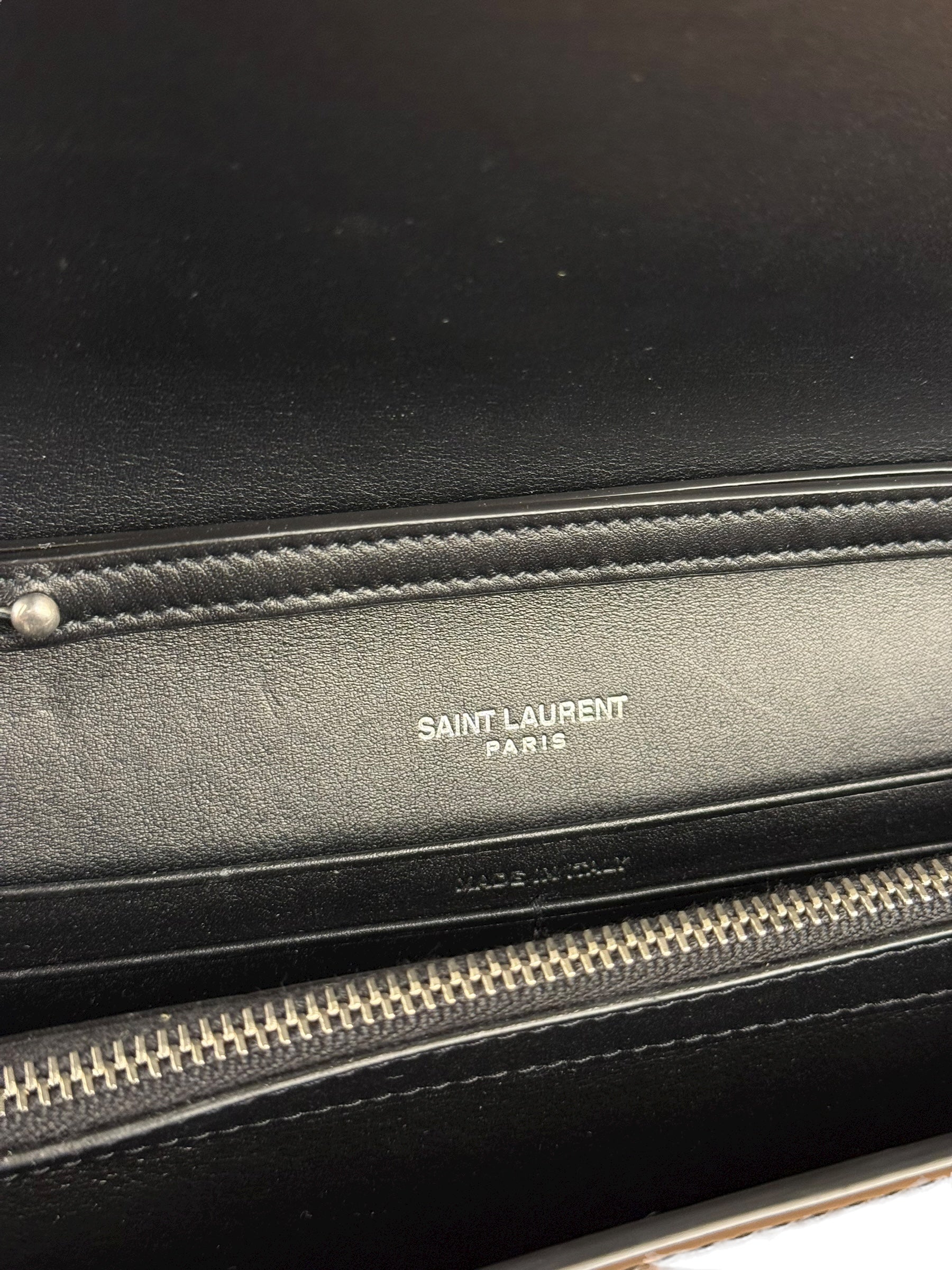 Saint Laurent Cassandre Leather Wallet on Chain Bag Black