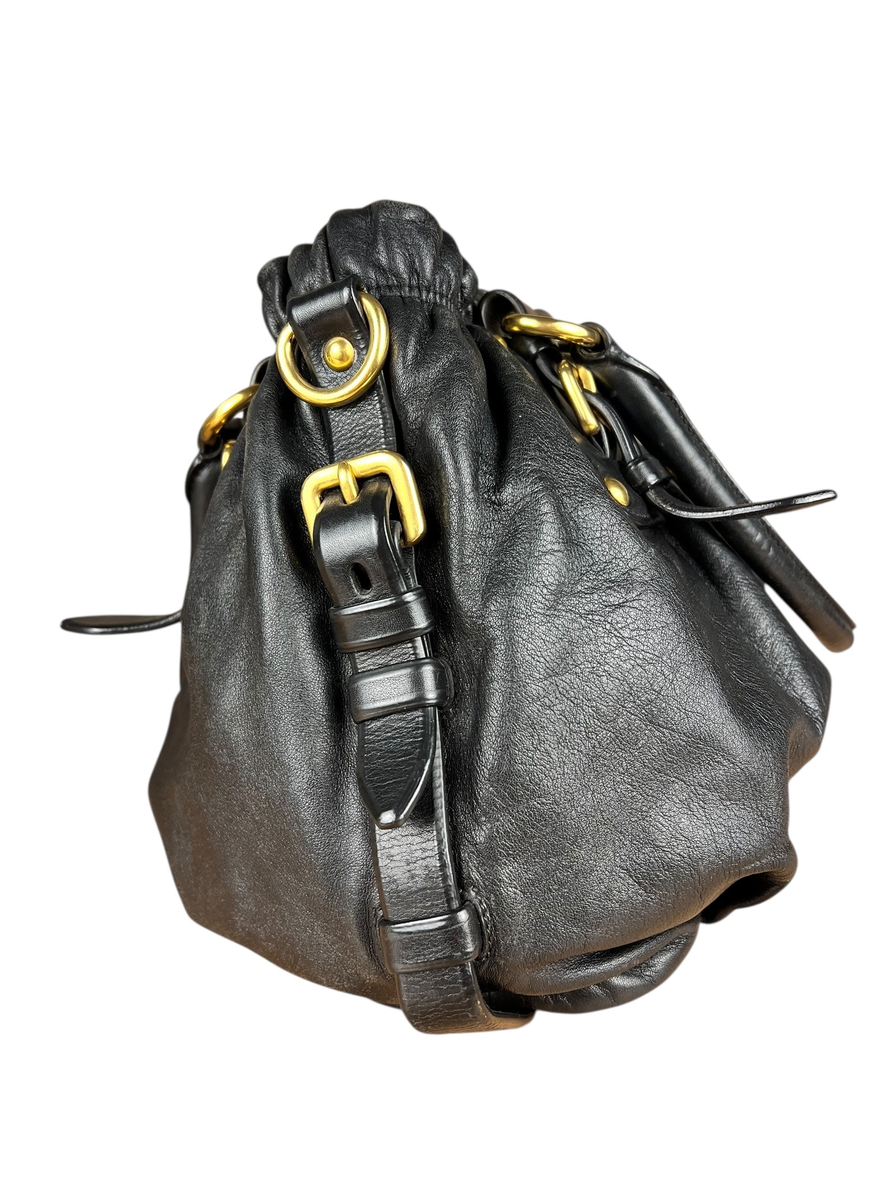 Prada Black Leather Vitello Daino Handbag