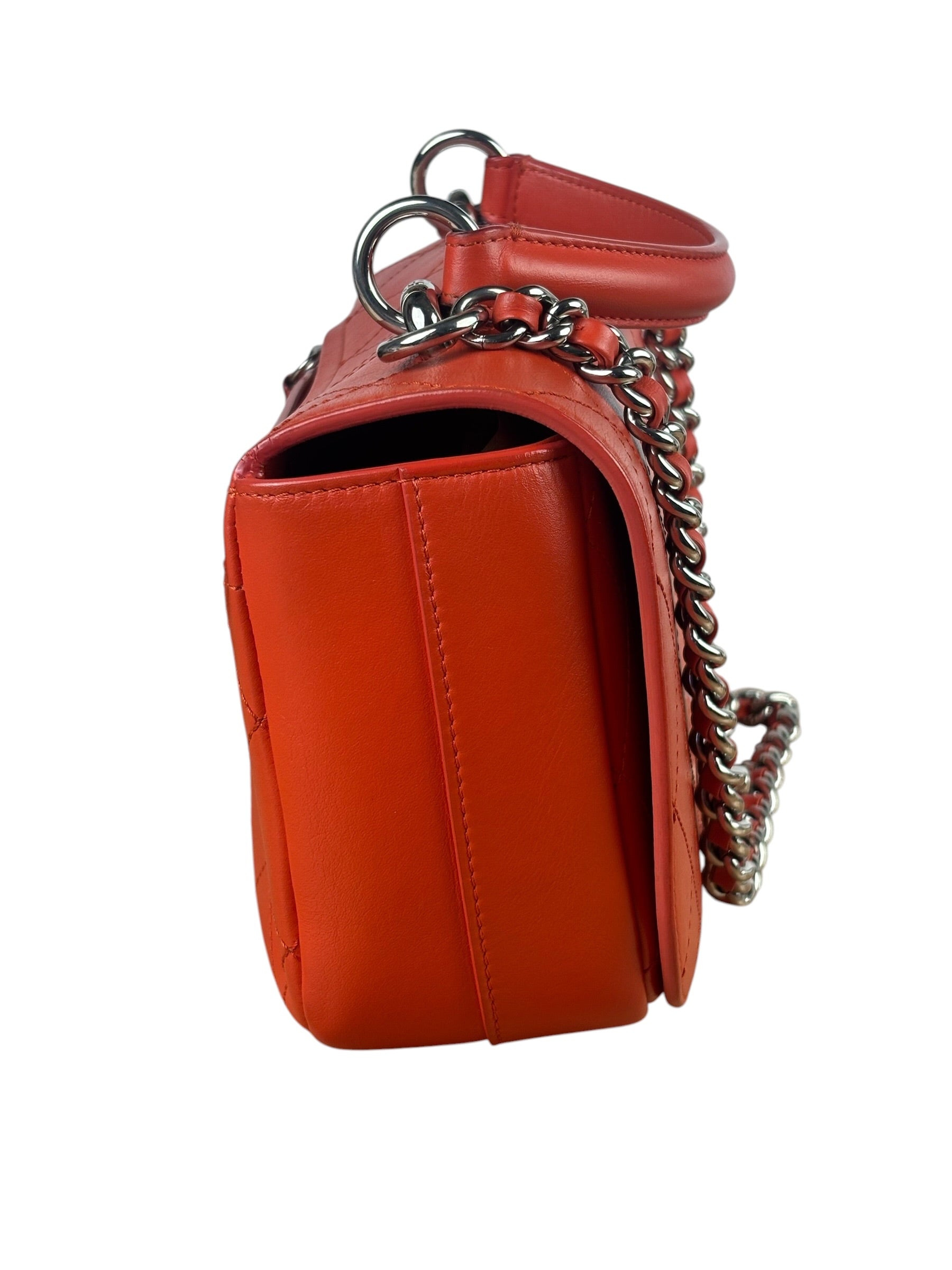 Chanel Red Quilted Calfskin Small Ring My Flap Crossbody Bag 2017