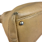 Chanel CC Vintage Beige Leather Caviar Wood Chain Hobo Bag