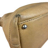 Chanel CC Vintage Beige Leather Caviar Wood Chain Hobo Bag