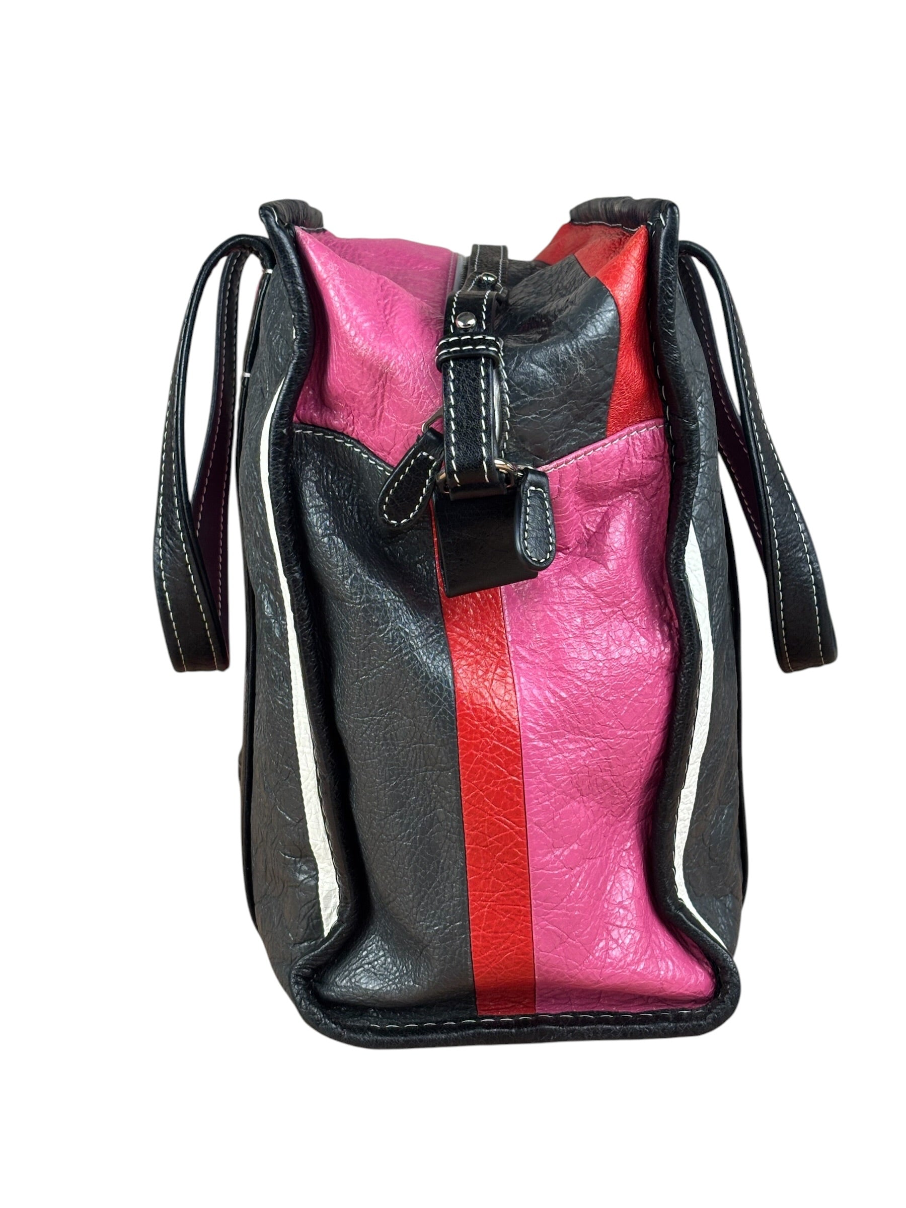 Balenciaga Multi-Color Vertical Stripe Bazar Shopper Two-Way Bag