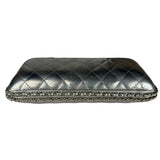 Chanel Metallic Silver Quilted Chain Around Clutch Shoulder Bag 2011