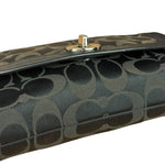 Coach Vintage Black Leather Trim C Canvas Flap Snap Clutch Wristlet