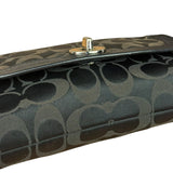 Coach Vintage Black Leather Trim C Canvas Flap Snap Clutch Wristlet