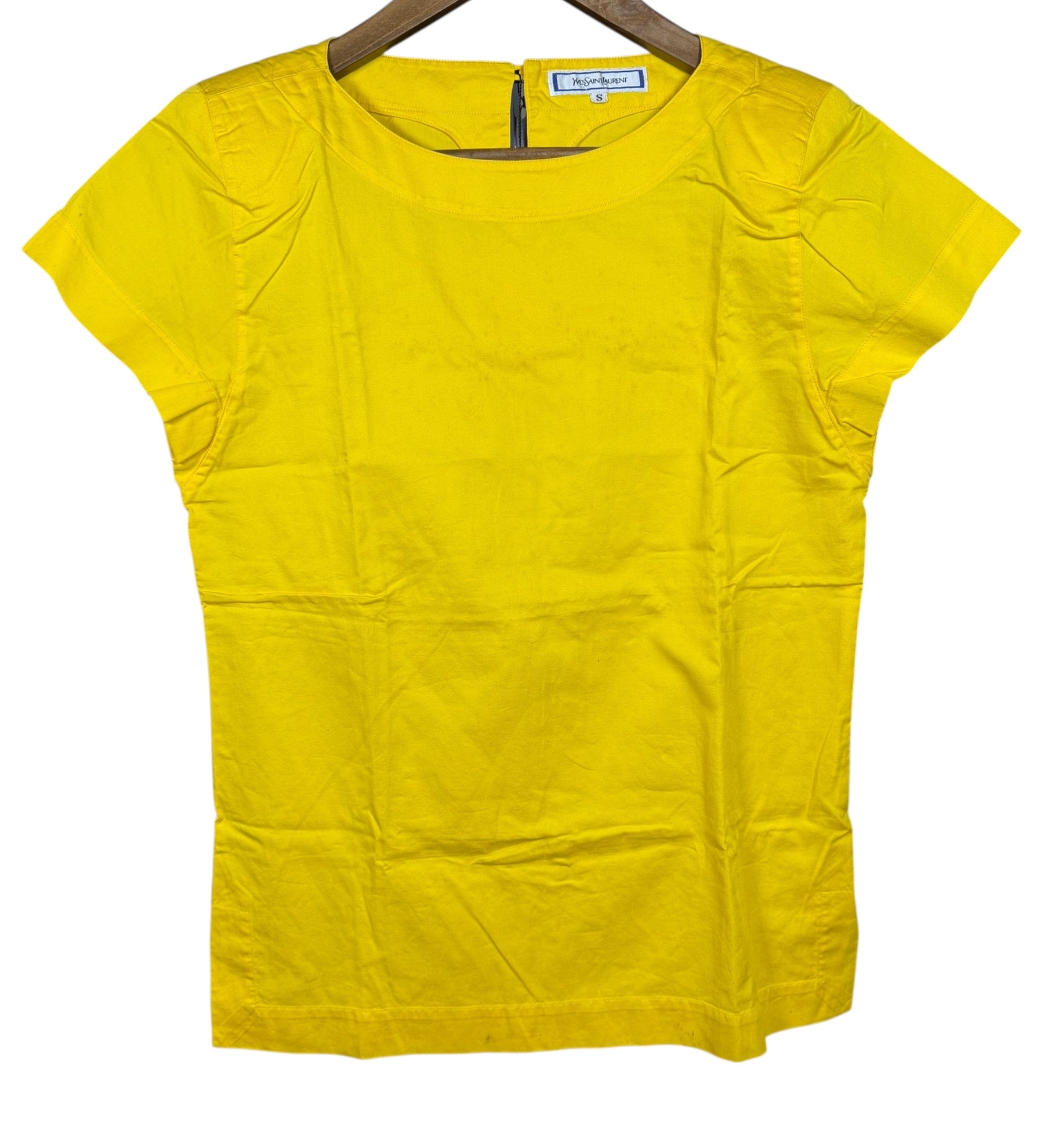 Yves Saint Laurent Padded Short Sleeve Yellow Top