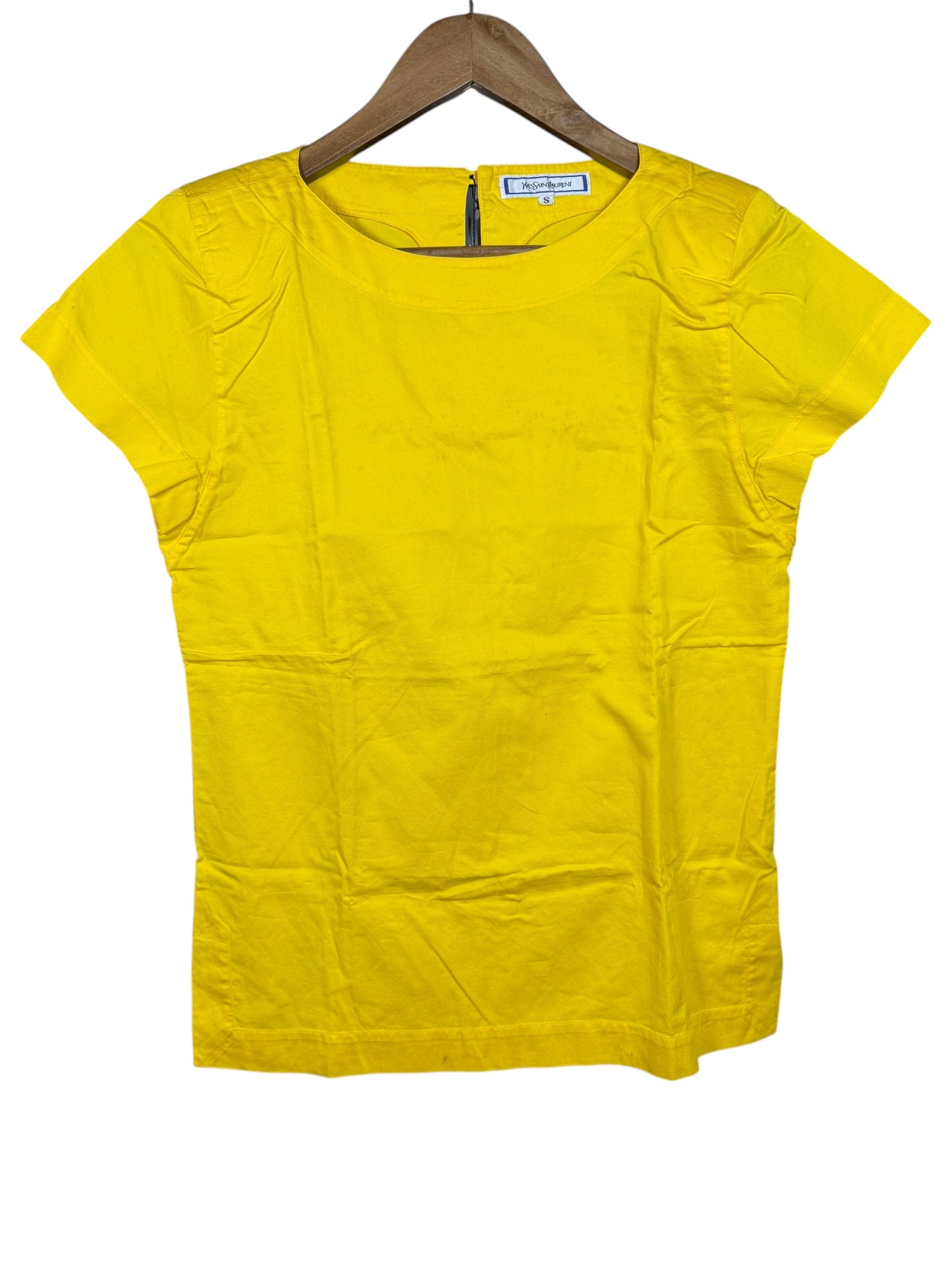 Yves Saint Laurent Padded Short Sleeve Yellow Top