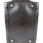 Prada Dark Brown Calf Leather Glace Twin-Pocket Tote