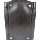 Prada Dark Brown Calf Leather Glace Twin-Pocket Tote