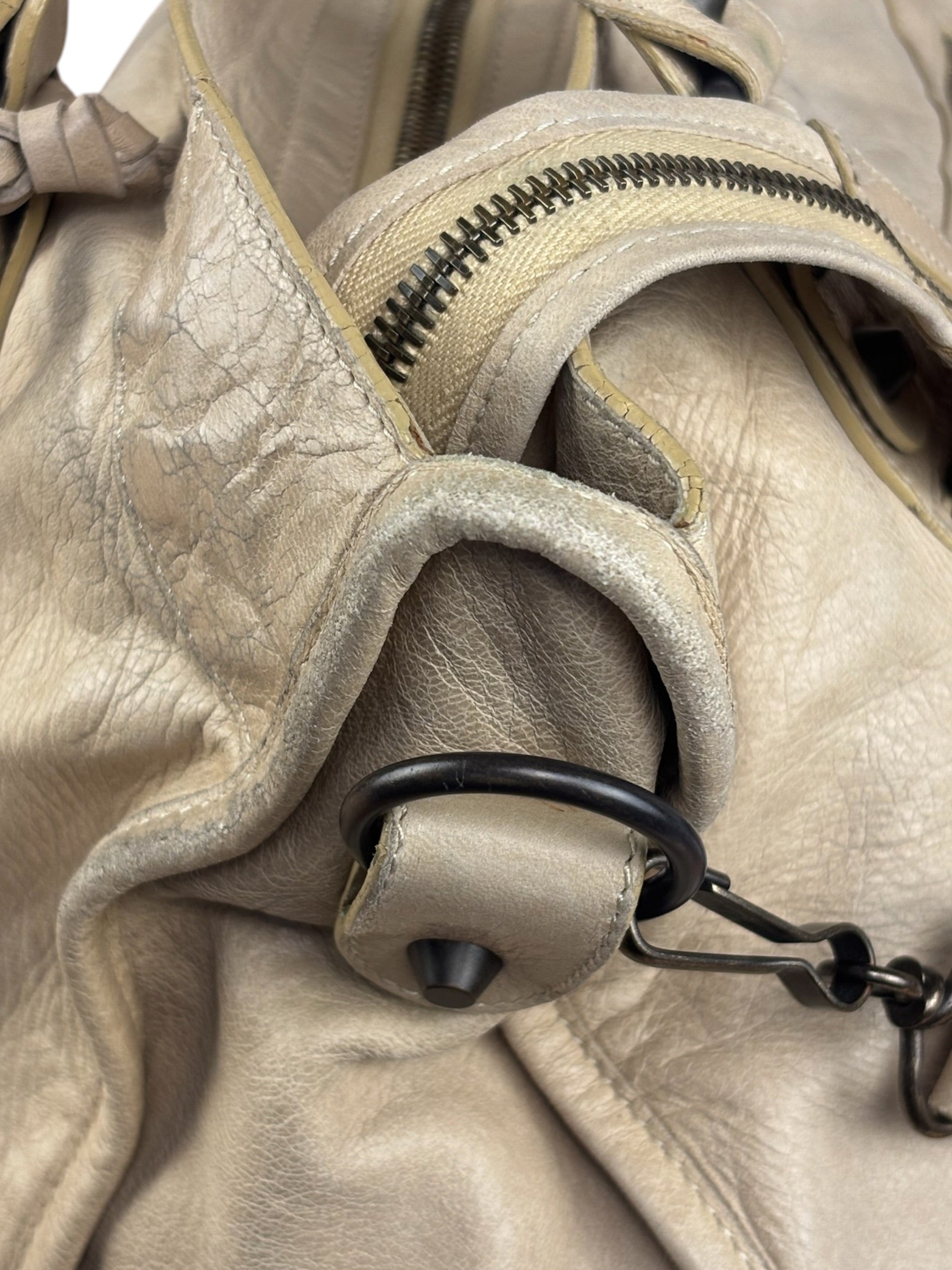 Balenciaga Vintage Almond Beige Leather Small City Two-Way Bag