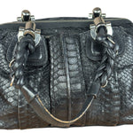 Chloé Vintage Black Leather Python Silverado Shoulder Bag