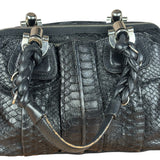 Chloé Vintage Black Leather Python Silverado Shoulder Bag