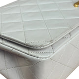 Chanel White Quilted Leather CC Flap Shoulder Bag 2013