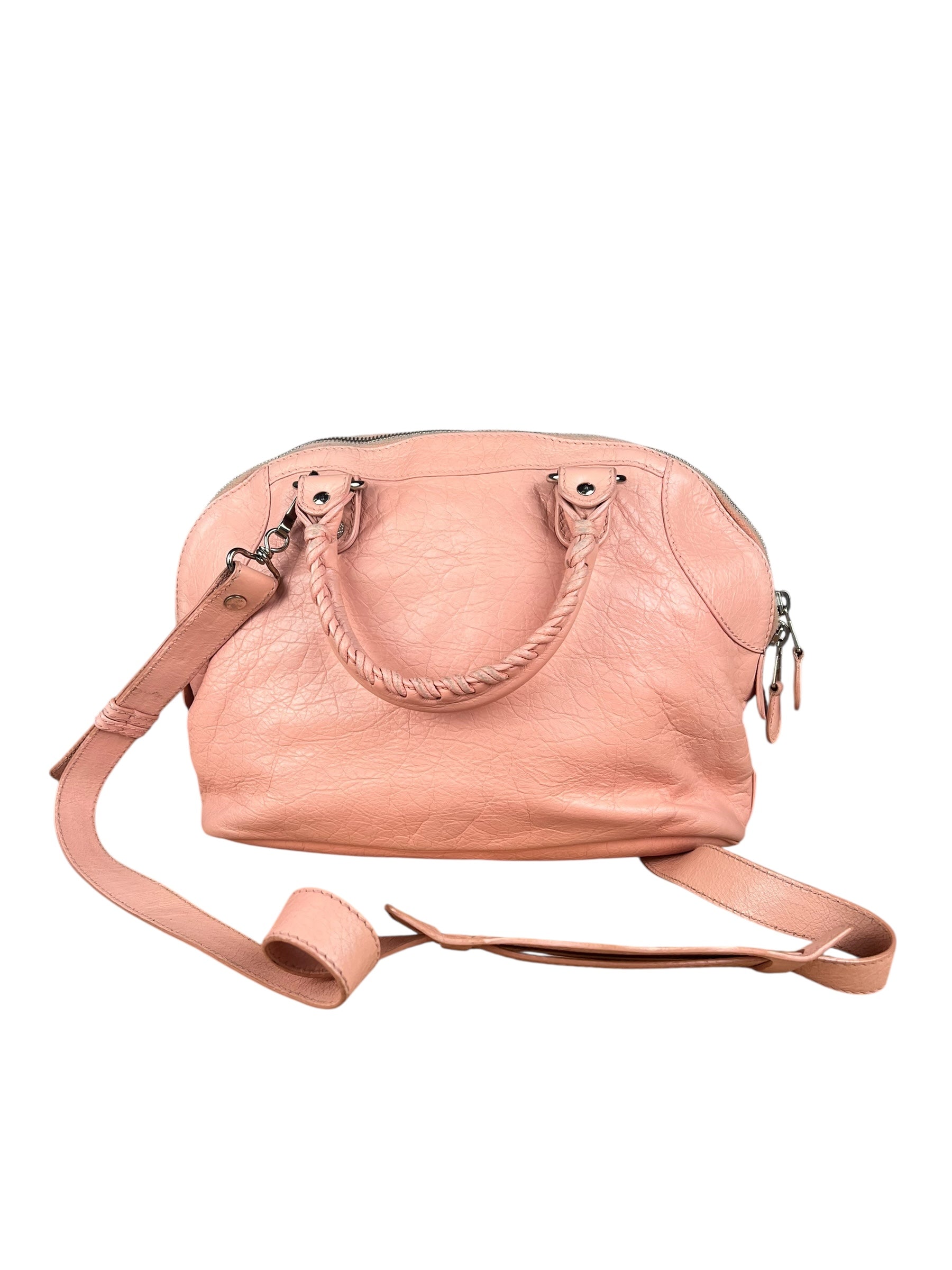 Balenciaga Pink Moto Leather Dome 2Way City Bag