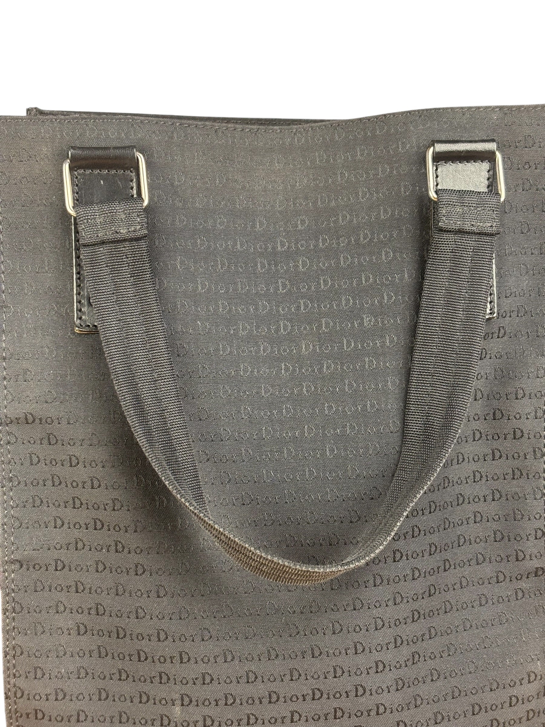 Christian Dior Vintage Black Logo Print Canvas Tote