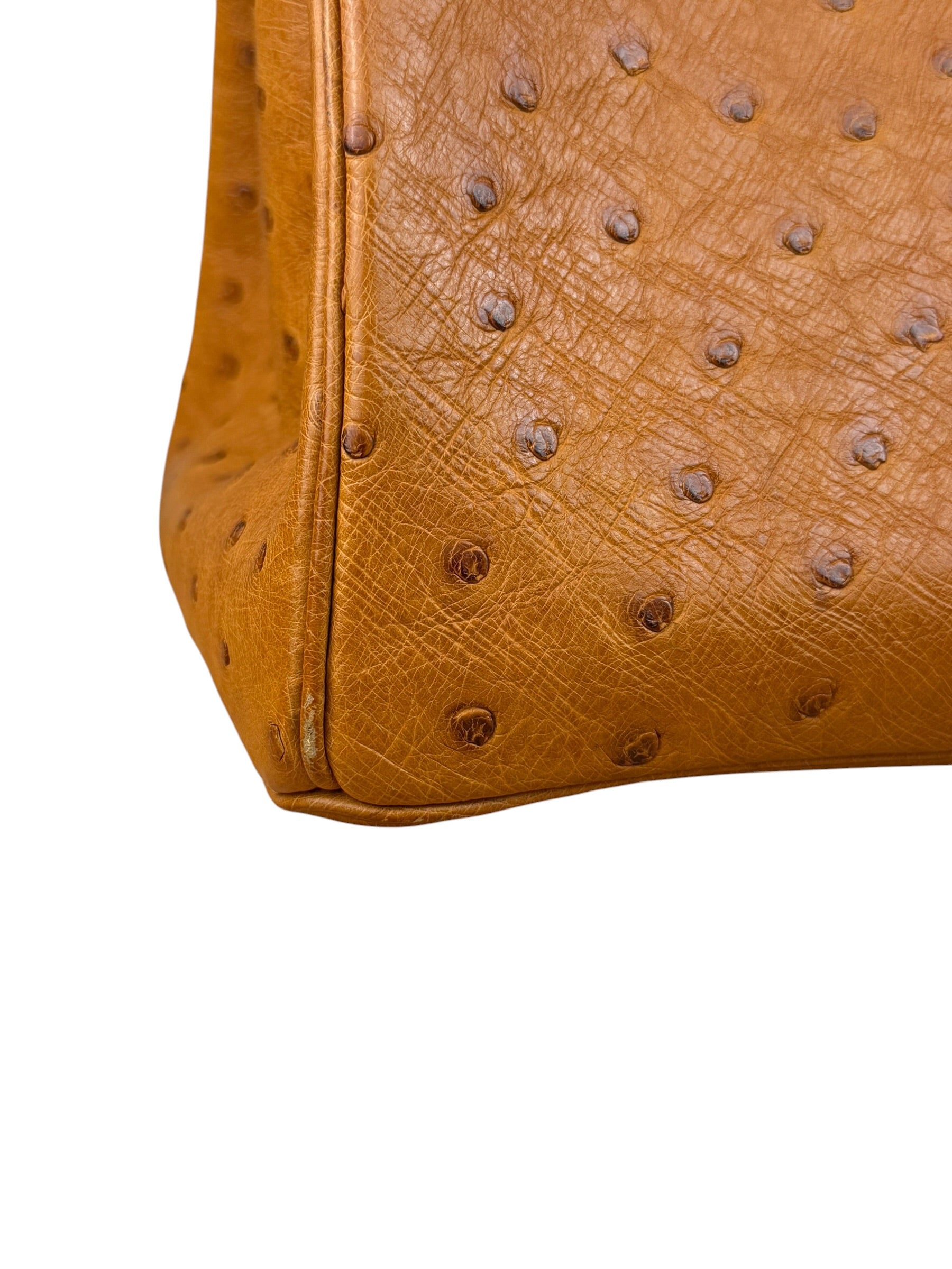 Hermes Birkin 35 Ostrich Leather Handbag Gold Hardware