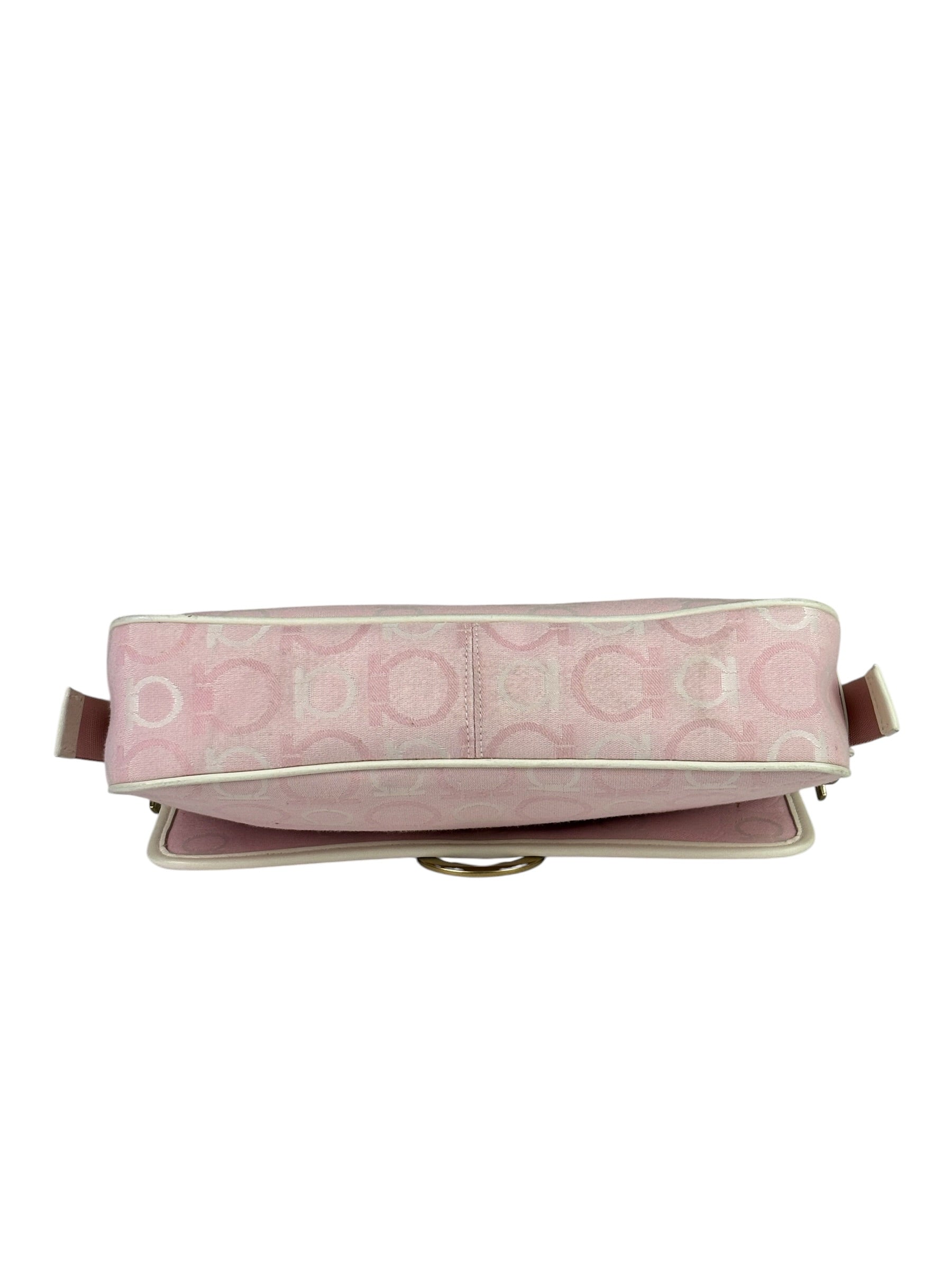Ferragamo Pink Canvas Gancini Shoulder Bag