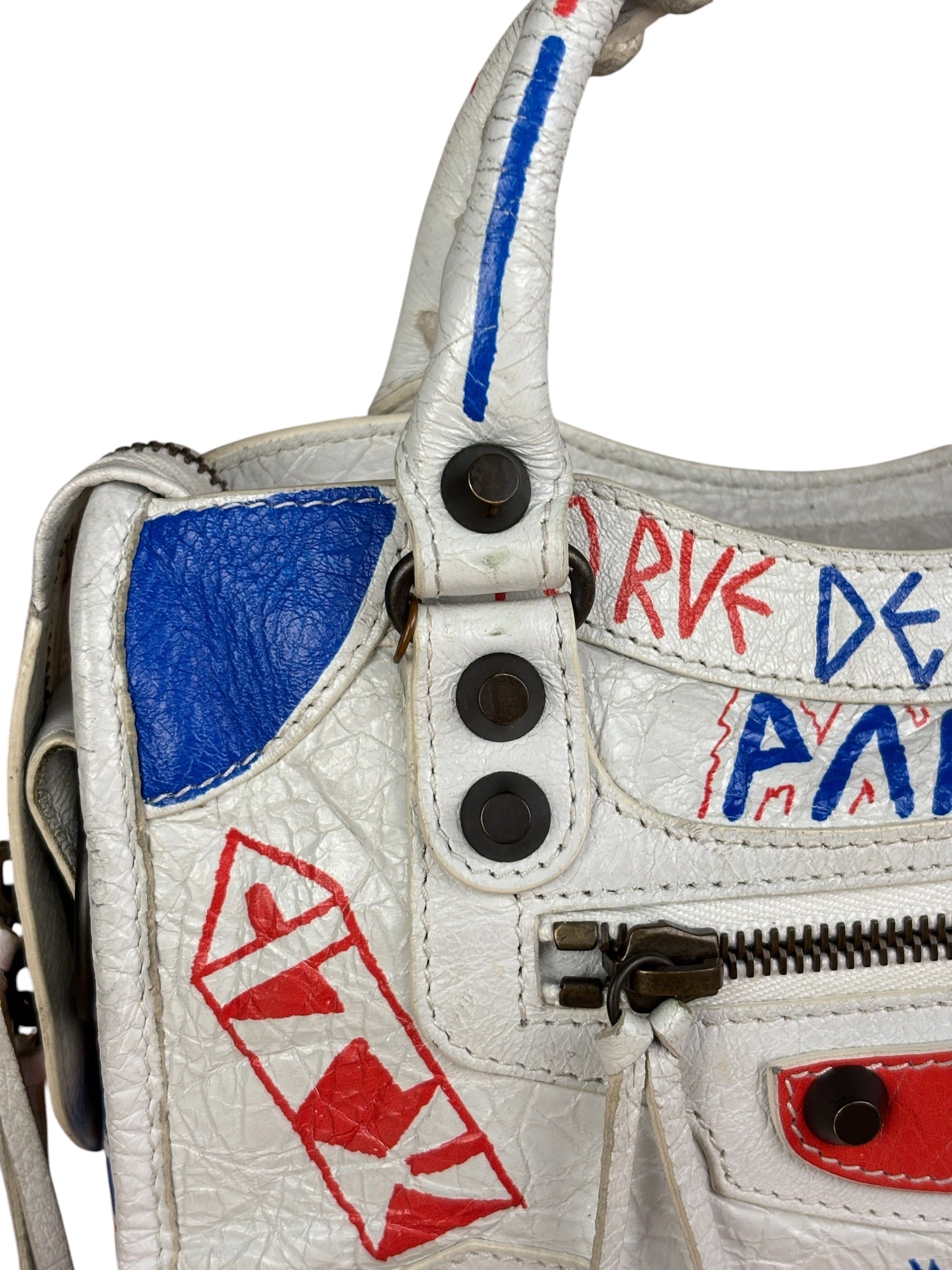 Balenciaga Mini White Graffiti Le City Bag