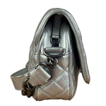 Chanel CC Silver Metallic Quilted Flap Shoulder Bag 2017