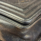 Chanel Metallic Dark Bronze Leather Old Medium Boy Flap Shoulder Bag