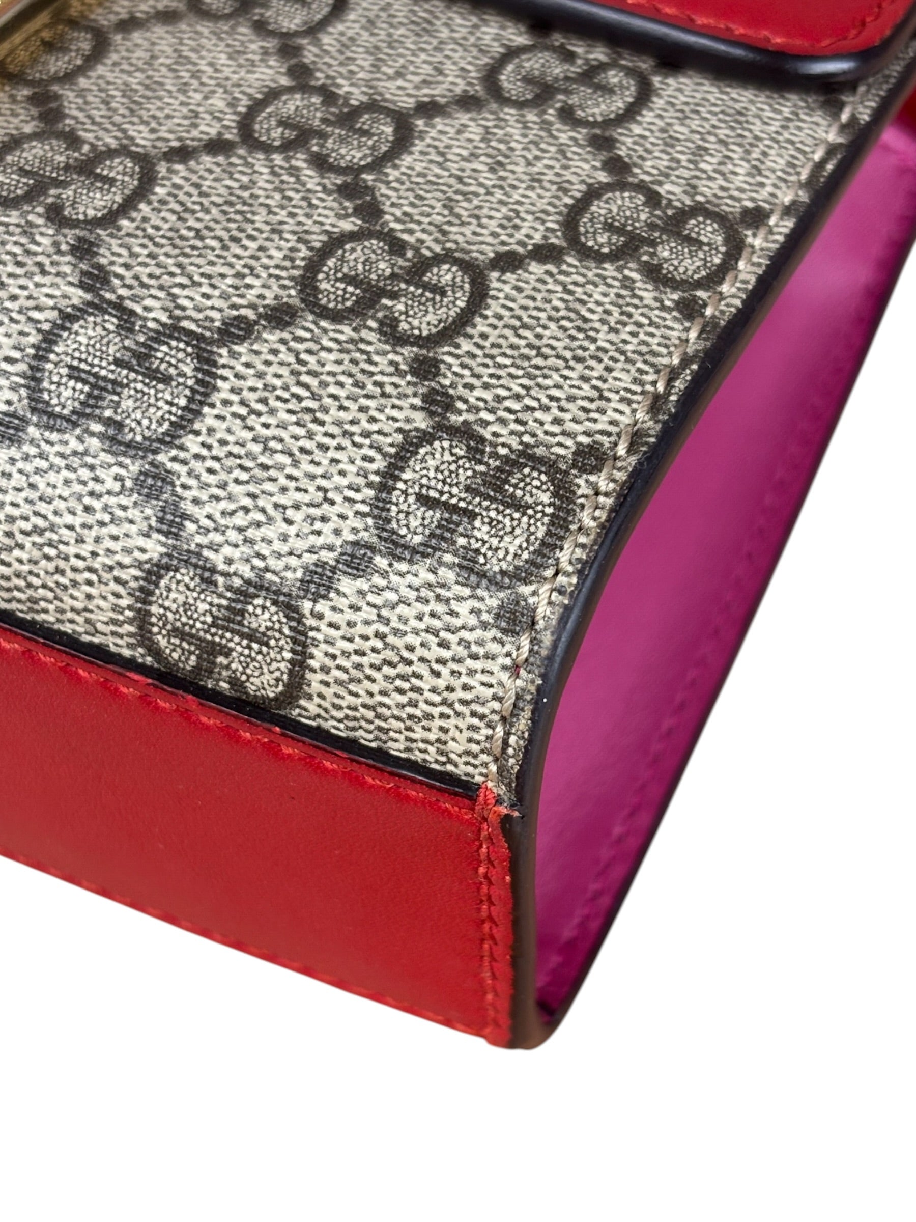 Gucci Padlock Medium Leather Chain Shoulder Bag Beige/Red/Pink