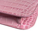 Balenciaga Pink Croc-Embossed Leather Chain B Wallet