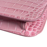 Balenciaga Pink Croc-Embossed Leather Chain B Wallet