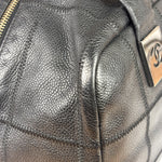 Chanel Black Quilted Leather Chocolate Bar Bowling Handbag