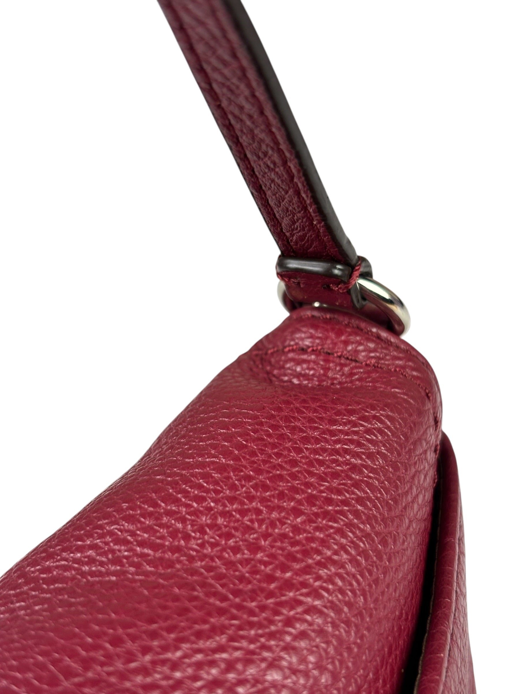 Coach Burgundy Pebbled Leather Flap Pochette