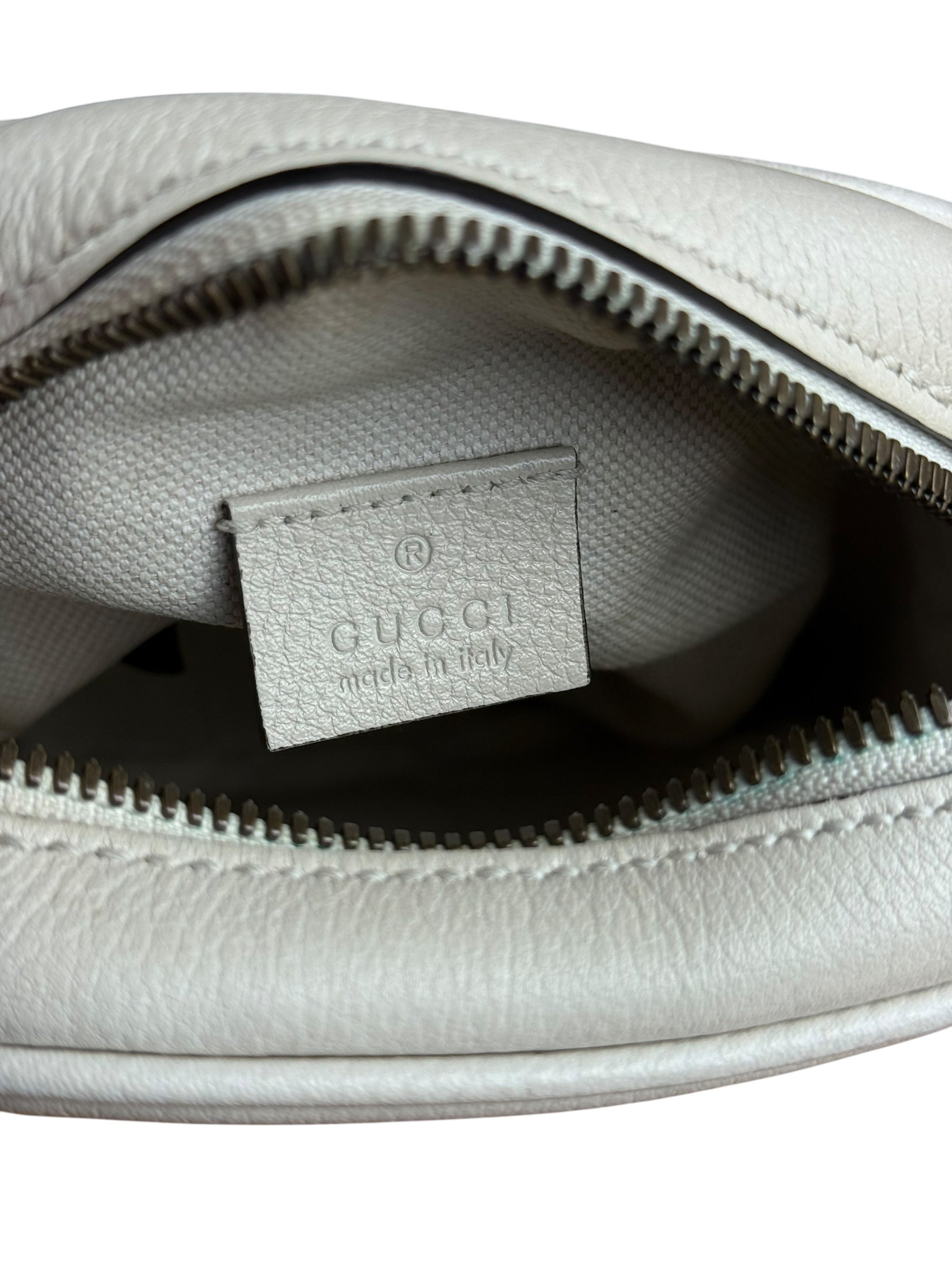 Gucci White Grained Sherry Leather Crossbody