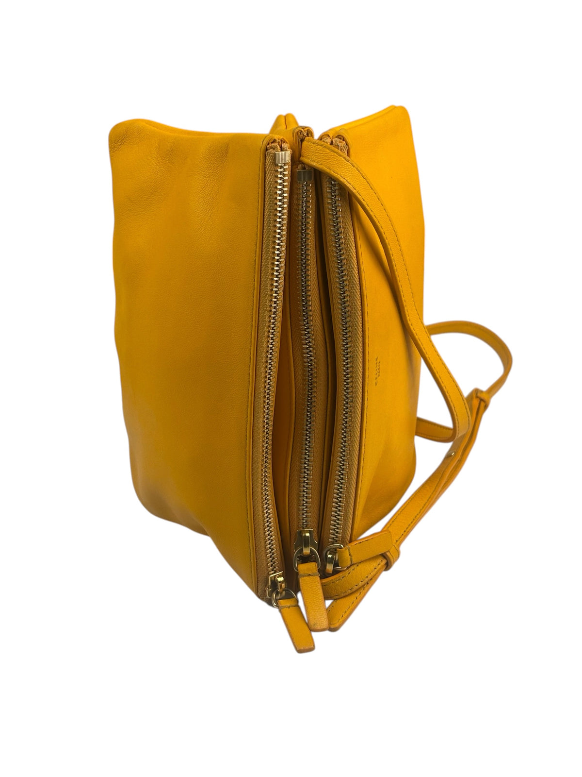 Celine Yellow/Orange Leather Trio Small Crossbody Bag