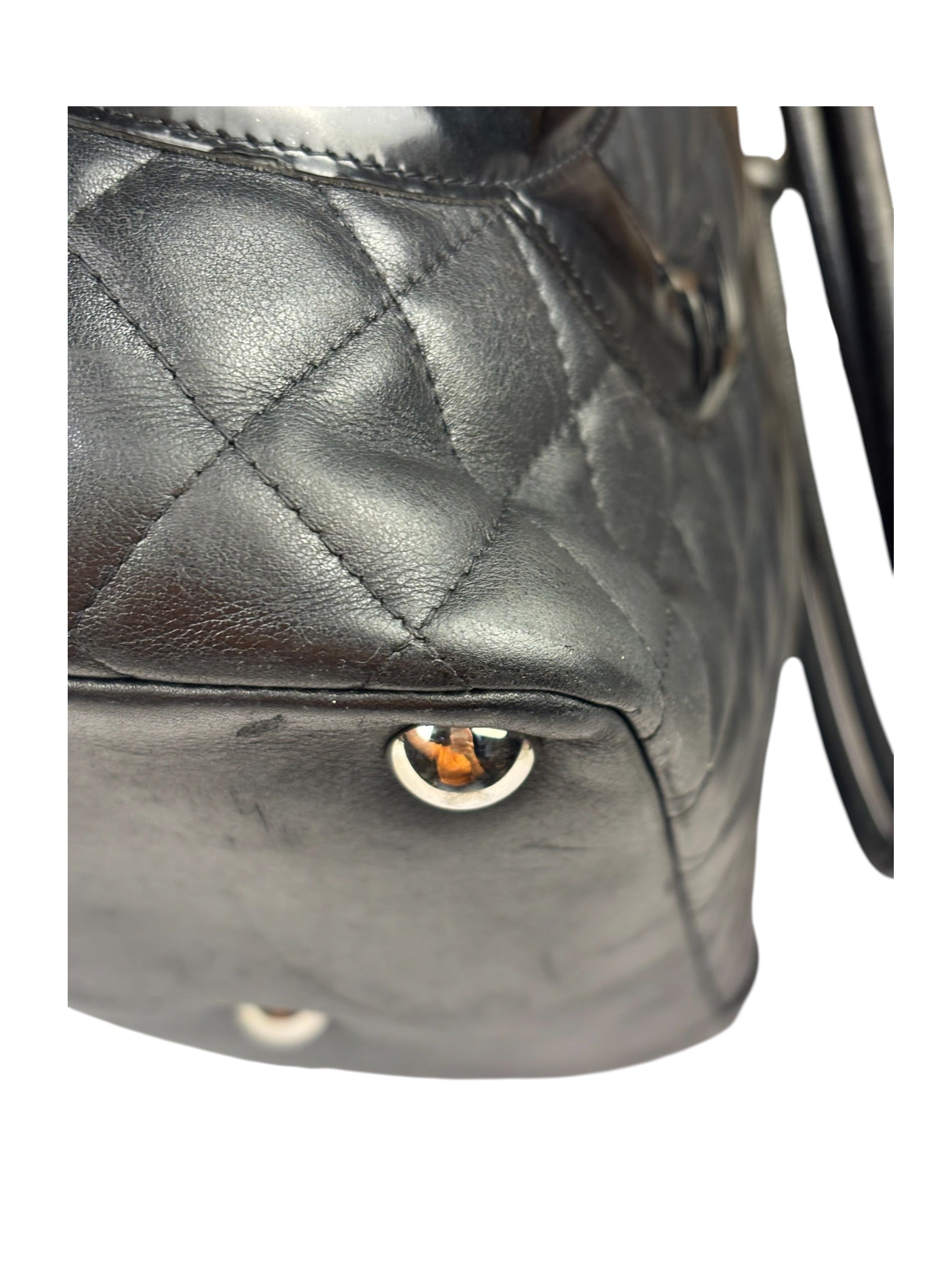 Chanel Black Quilted Leather Ligne Cambon Tote Mid 2000's