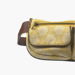 Celine Yellow/Brown Leather Trim Macadam Belt Bag