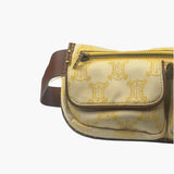 Celine Yellow/Brown Leather Trim Macadam Belt Bag