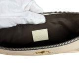 Gucci Ivory Pebbled Leather Bee Zip Clutch Pouch