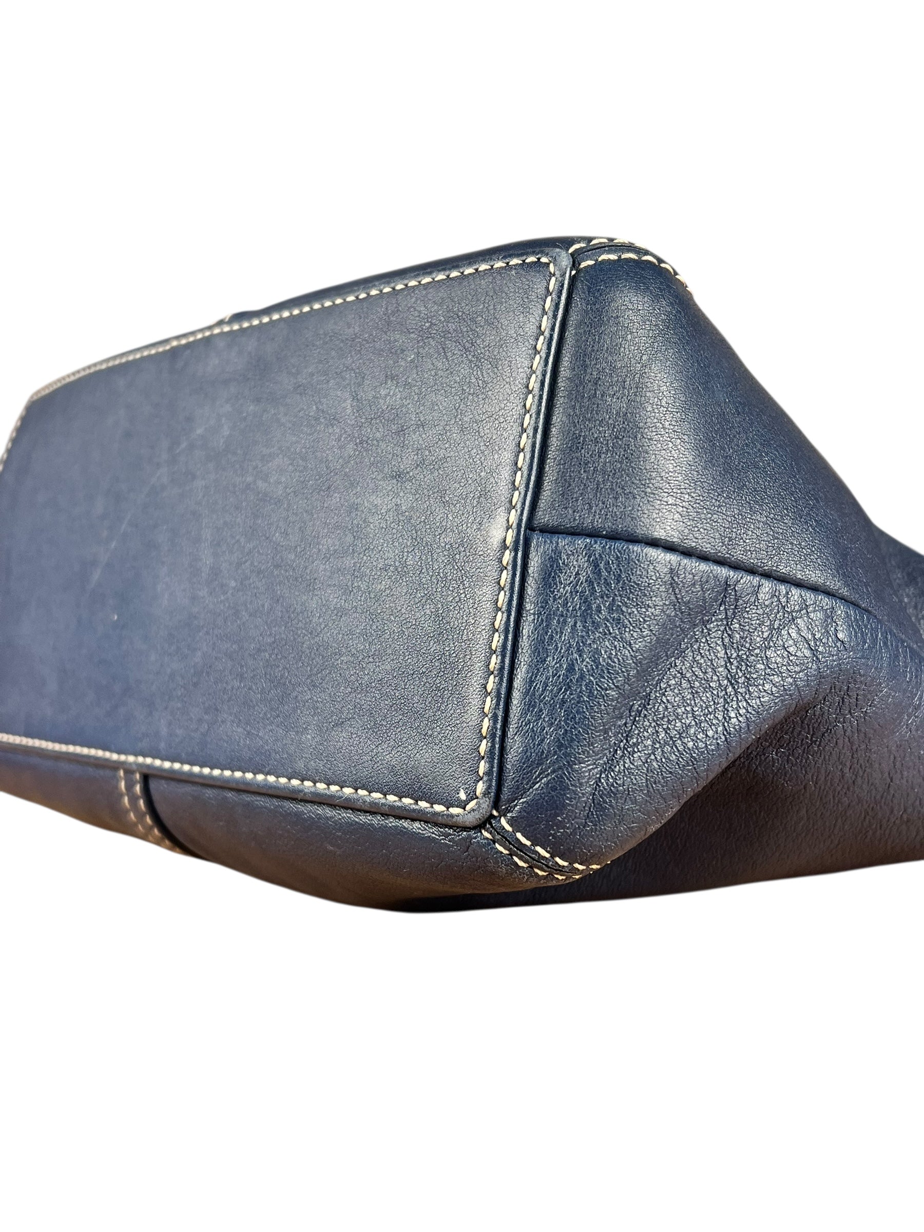 Coach Leather Shoulder Bag Navy/White
