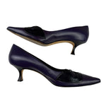 Manolo Blahnik Purple/Black Bow Kitten Heels