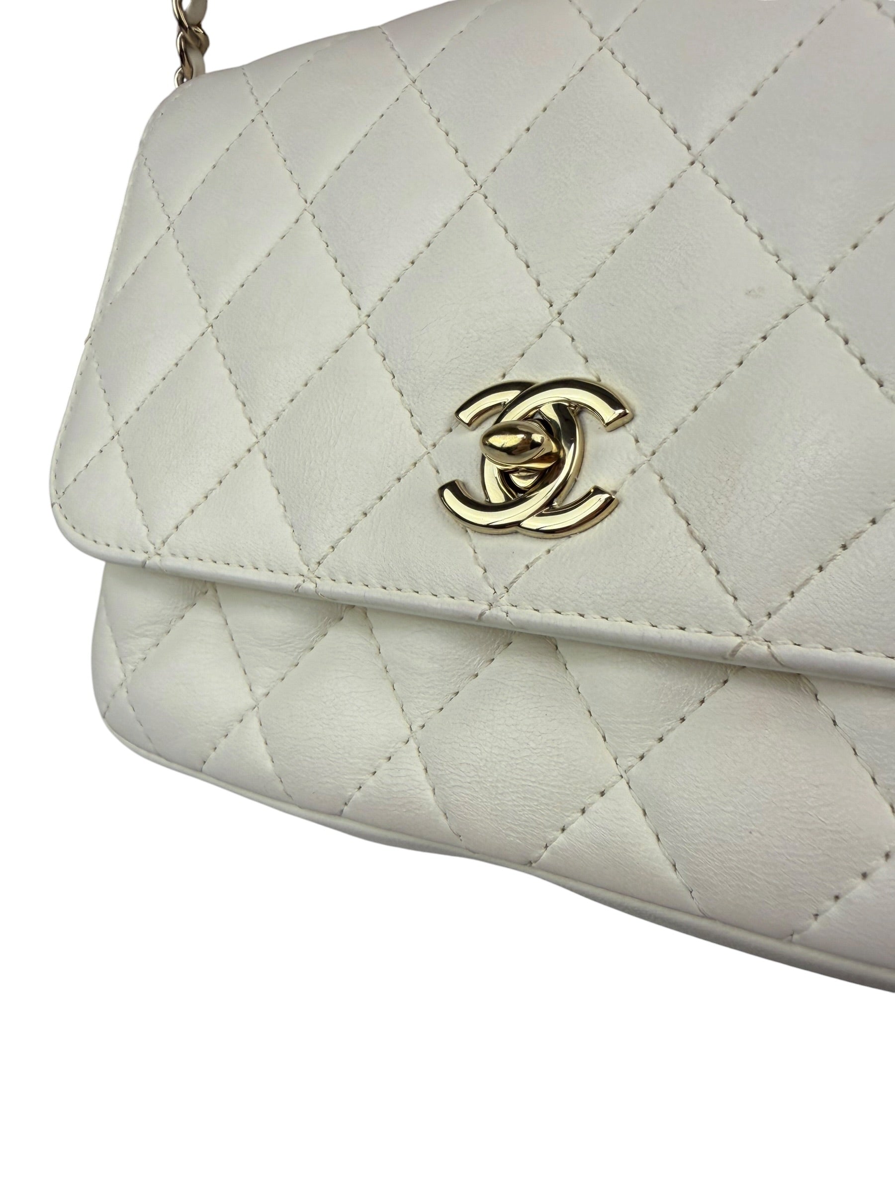 Chanel White Quilted Leather Side-Packs Dual Shoulder Bag 2019