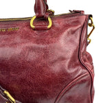 Miu Miu Amaranth Vitello Shine Leather Double Zip 2Way Handbag