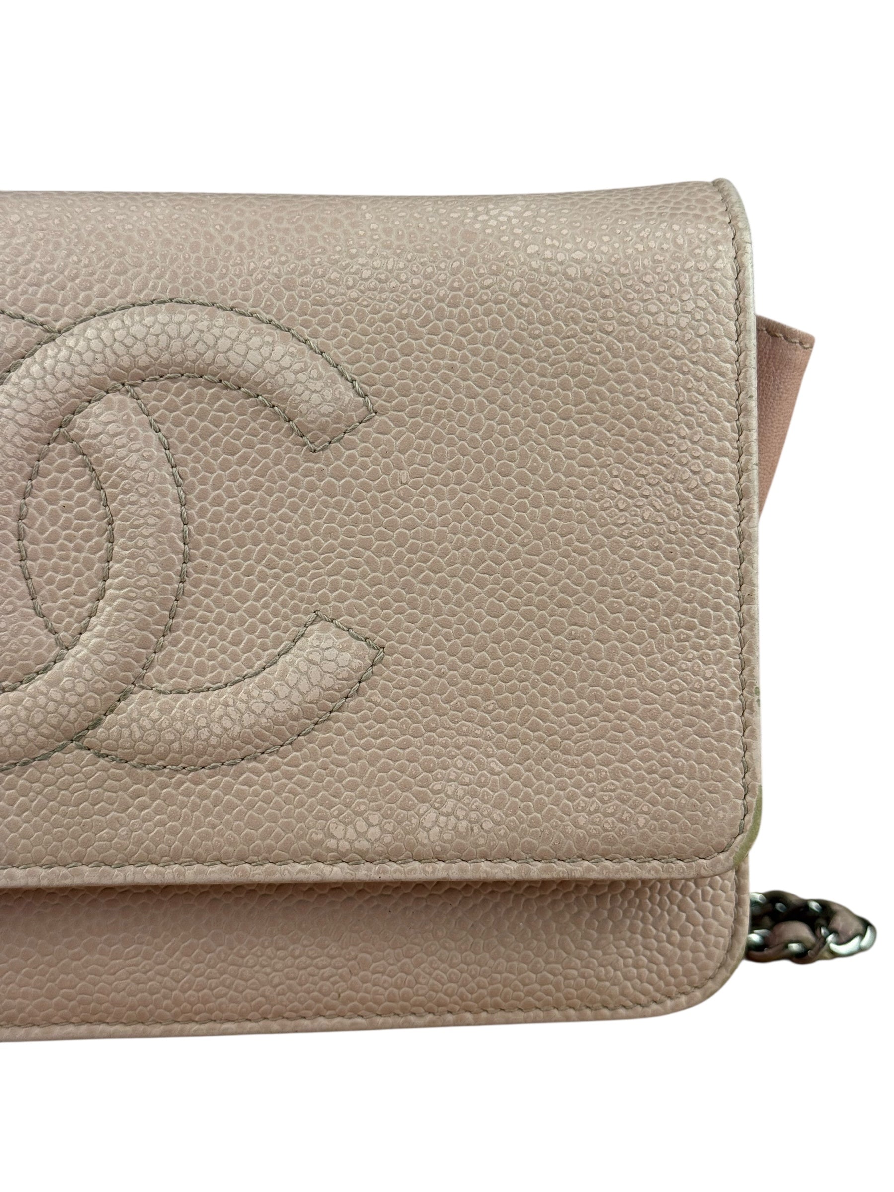 Chanel CC Light Pink Caviar Wallet on Chain 2012