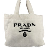 Prada White Terry Cloth Spugna Tote Bag