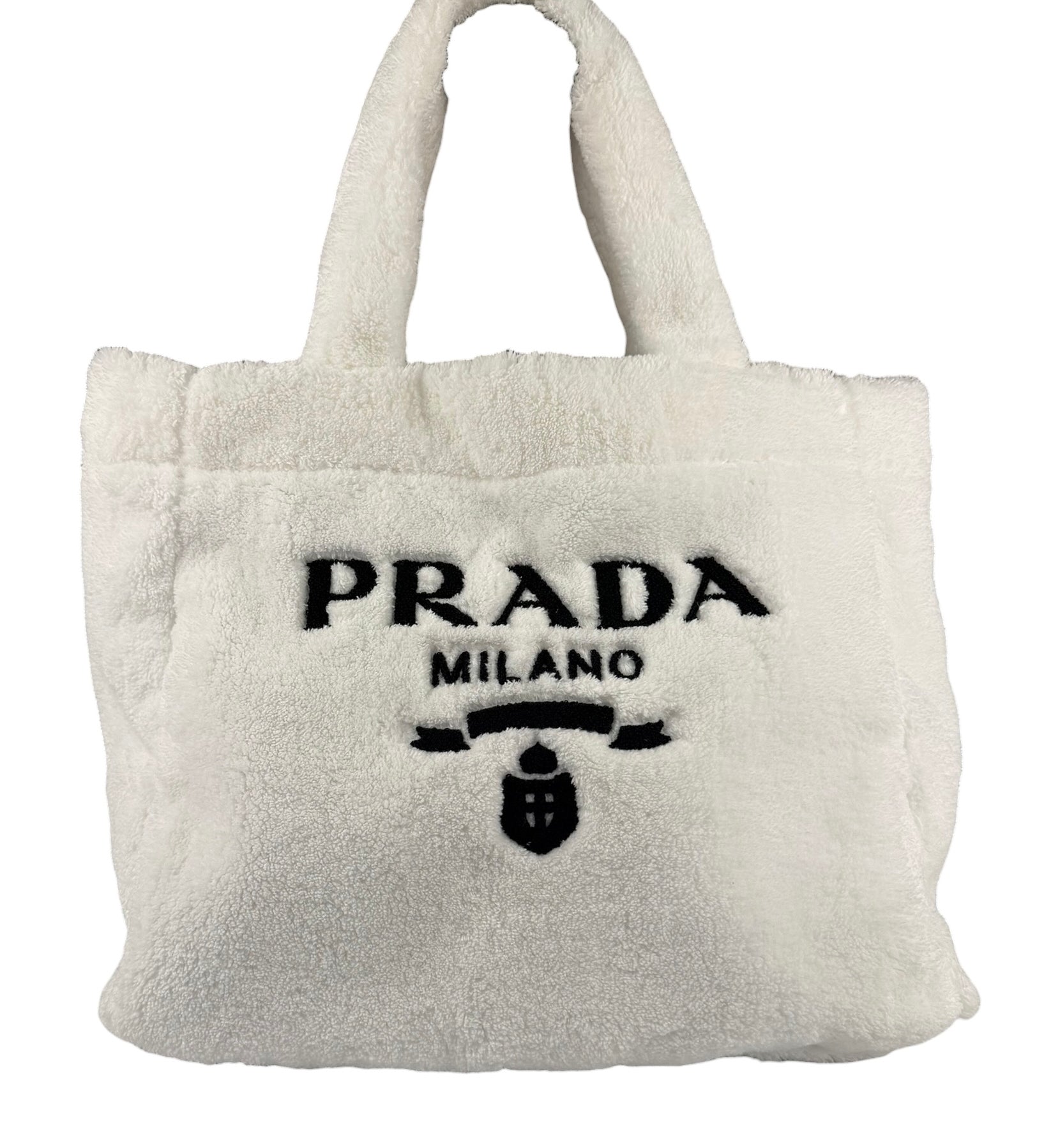 Prada White Terry Cloth Spugna Tote Bag