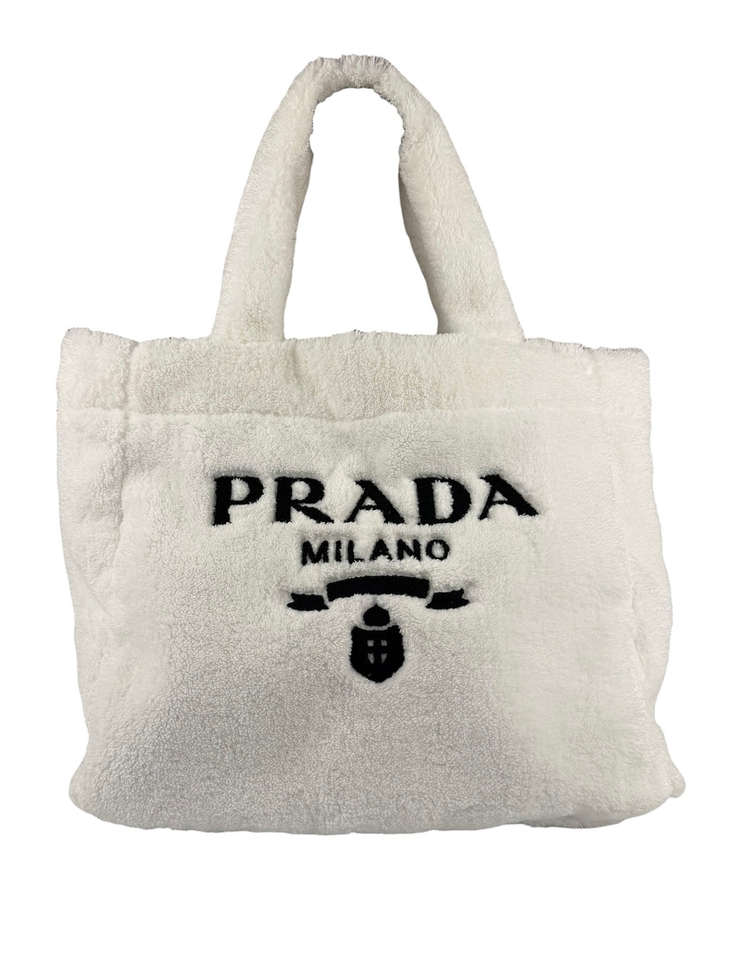 Prada White Terry Cloth Spugna Tote Bag
